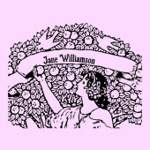 Vrouw die appels plukt rubberstempel