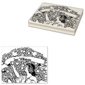 Vrouw die appels plukt rubberstempel (Gestempeld)