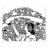 Vrouw die appels plukt rubberstempel (Afrduk)