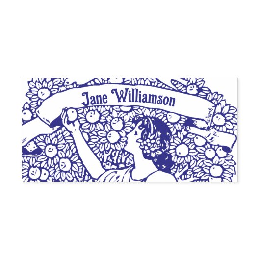 Vrouw die appels plukt  zelfinktende stempel (Design)