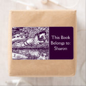 Vrouw die Art Nouveau Bookplaat leest Etiket (Insitu)