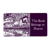 Vrouw die Art Nouveau Bookplaat leest Etiket (Voorkant)