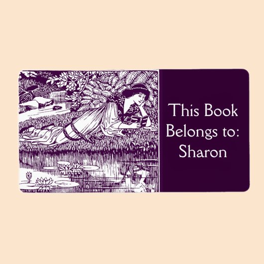 Vrouw die Art Nouveau Bookplaat leest Etiket