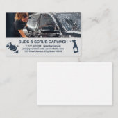 vrouw die auto schoonmaakt | autowasarbeider visitekaartje (Voorkant / Achterkant)