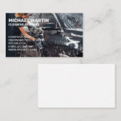 Vrouw die auto schoonmaakt | zeepschuim visitekaartje (Voorkant / Achterkant)