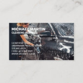 Vrouw die auto schoonmaakt | zeepschuim visitekaartje (Voorkant)