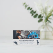 vrouw die auto zeept | Automatische reinigingsserv Visitekaartje (Staand voorkant)