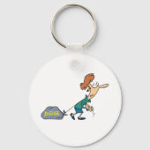 Vrouw die bagage aftrekt sleutelhanger (Voorkant)