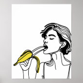 Vrouw die Banaan eet - Line Art Poster (Voorkant)