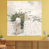 Vrouw die bij een Poort, Bahama's staat Canvas Afdruk (Insitu (Woonkamer))