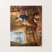 Vrouw die bij het raam borduurt met Cavalier Spani Legpuzzel (Verticaal)