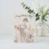  vrouw die bloemen aantrekt briefkaart (Staand voorkant)