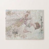 vrouw die bloemen aantrekt legpuzzel (Horizontaal)