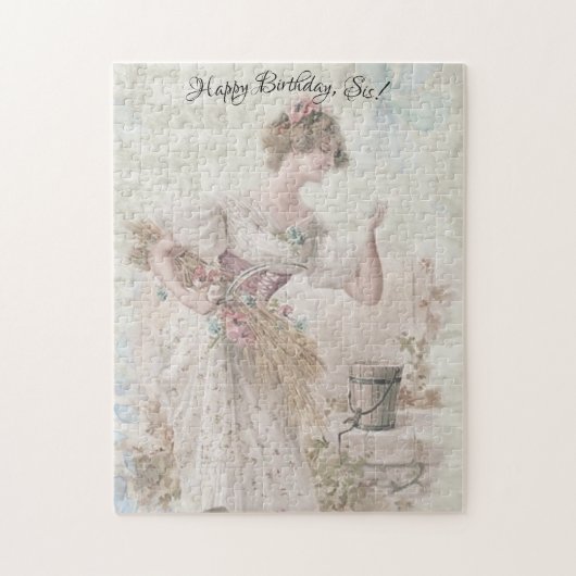 vrouw die bloemen aantrekt legpuzzel (Verticaal)