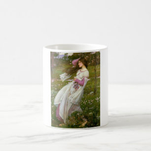 Vrouw die Bloemen in de Wind verzamelt Koffiemok