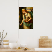Vrouw die bloemen verzamelt poster (Keuken)