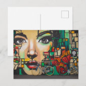 Vrouw die Briefkaart van Blauwe Bikes (Zwitserland (Voorkant / Achterkant)