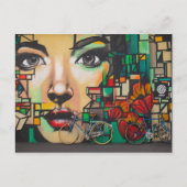 Vrouw die Briefkaart van Blauwe Bikes (Zwitserland (Voorkant)