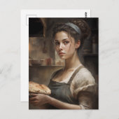 Vrouw die Brood bakken Briefkaart (Voorkant / Achterkant)