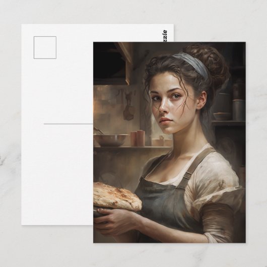 Vrouw die Brood bakken Briefkaart (Voorkant / Achterkant)