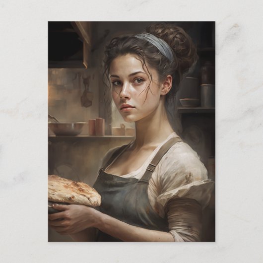 Vrouw die Brood bakken Briefkaart (Voorkant)