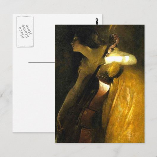 Vrouw die Cello speelt Briefkaart (Voorkant / Achterkant)