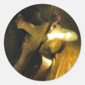 Vrouw die Cello speelt Ronde Sticker (Voorkant)