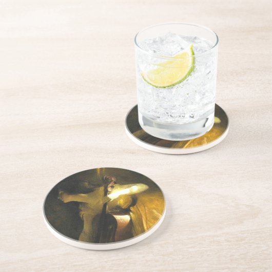 Vrouw die Cello speelt Zandsteen Onderzetter (Zijkant)