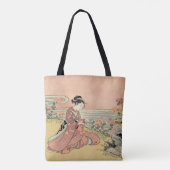 Vrouw die chrysanten plukt tote bag (Achterkant)