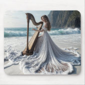 Vrouw die de Harp op de kust speelt Muismat (Voorkant)