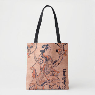 vrouw die Dekishima Hanya Seated Two-T tekent Tote Bag
