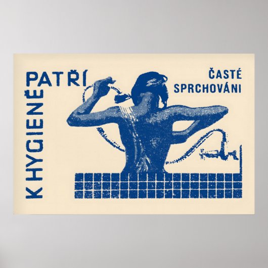 Vrouw die doucht Matchbox-kunstprint, Tsjechische Poster (Voorkant)