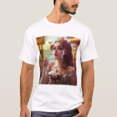 Vrouw die een bananensplitsing eet t-shirt (Voorkant)