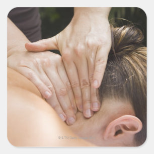 Vrouw die een behandeling met spa krijgt vierkante sticker