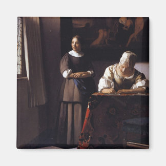 Vrouw die een brief schrijft magneet