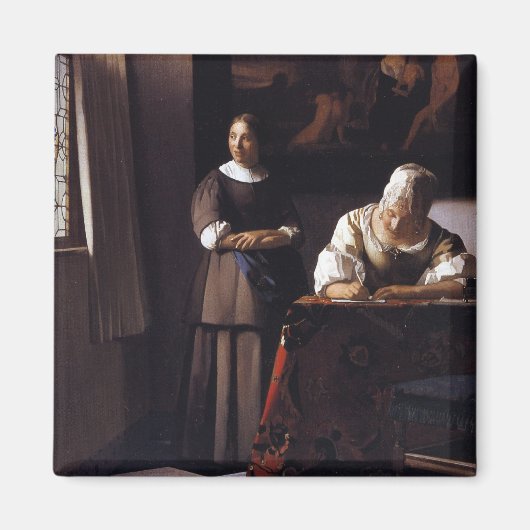 Vrouw die een brief schrijft magneet (Voorkant)