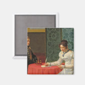 Vrouw die een brief schrijft magneet (Voorkant / Achterkant)