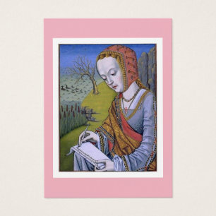 Vrouw die een brief schrijft Medieval illustratie Visitekaartje