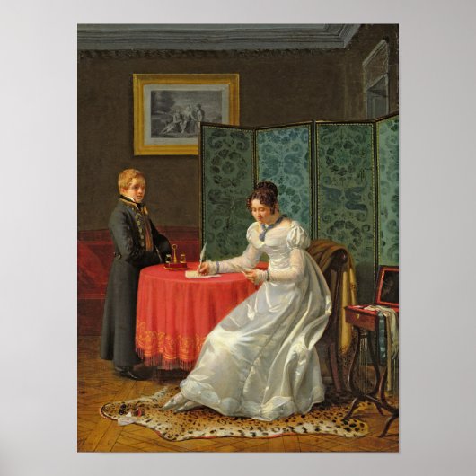 Vrouw die een brief schrijft poster (Voorkant)