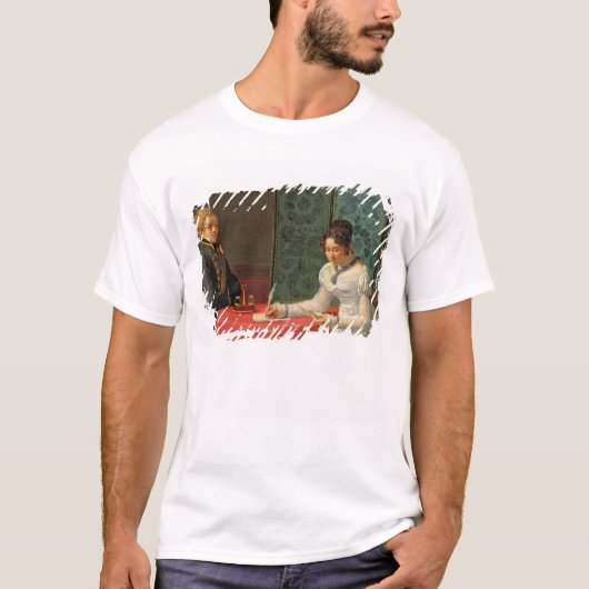 Vrouw die een brief schrijft t-shirt (Voorkant)