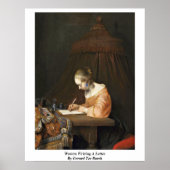 Vrouw die een brief schrijft van Gerard Ter Borch  Poster (Voorkant)