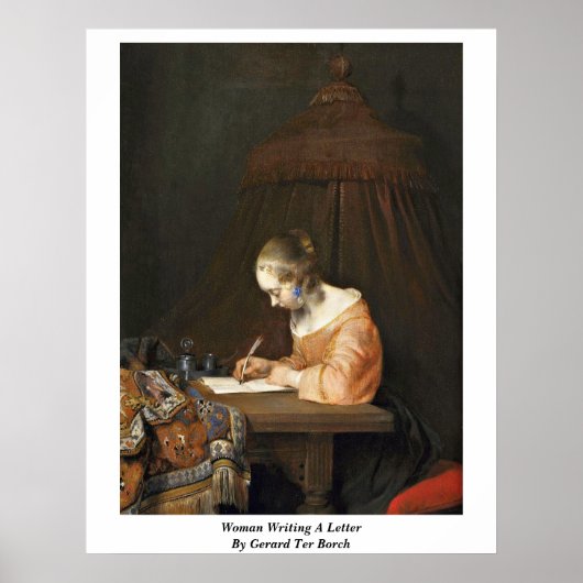 Vrouw die een brief schrijft van Gerard Ter Borch  Poster (Voorkant)