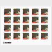 Vrouw die een brief schrijft vierkante sticker (Vel)