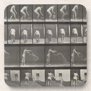 Vrouw die een emmer water gooit, bord 401 uit " drankjes onderzetter