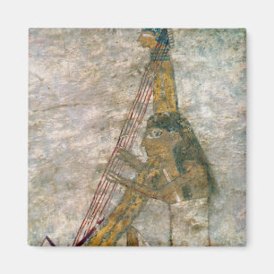 Vrouw die een gebogen harp speelt magneet