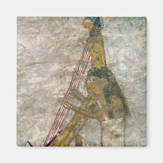 Vrouw die een gebogen harp speelt magneet (Voorkant)