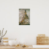 Vrouw die een gebogen harp speelt poster (Keuken)