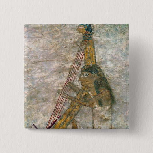 Vrouw die een gebogen harp speelt vierkante button 5,1 cm (Voorkant)