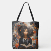 Vrouw die een Gift van de Boekenverjaardag lezen Tote Bag (Achterkant)