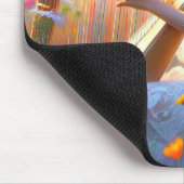 Vrouw die een harp in wilde bloemen speelt muismat (Hoek)